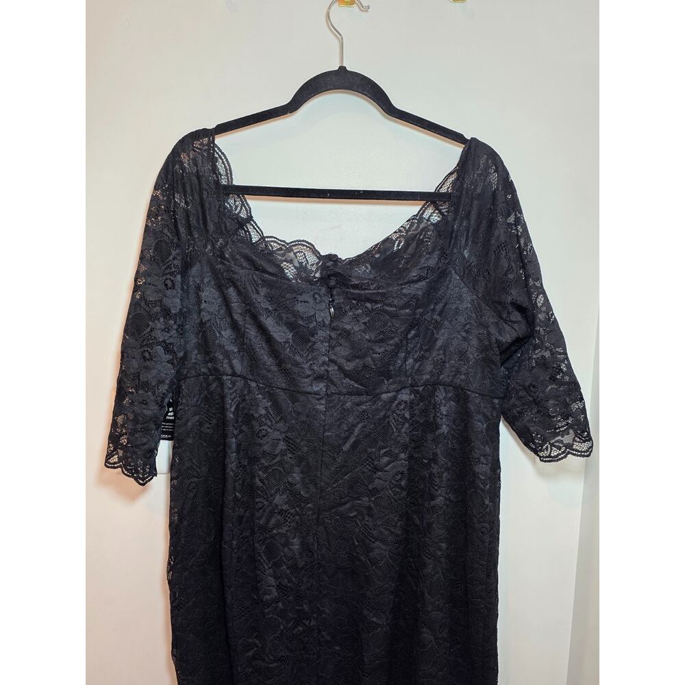 NWT Torrid Midi Black Lace Dress Scalloped Neckline 3/4 Sleeves Size 22 - Picture 7 of 10